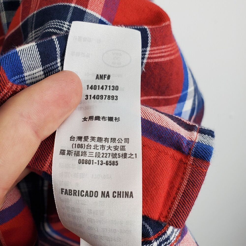 Abercrombie Fitch Button Down Shirt Plaid Mens M Red Blue Y2K Preppy Preppy - Picture 6 of 9